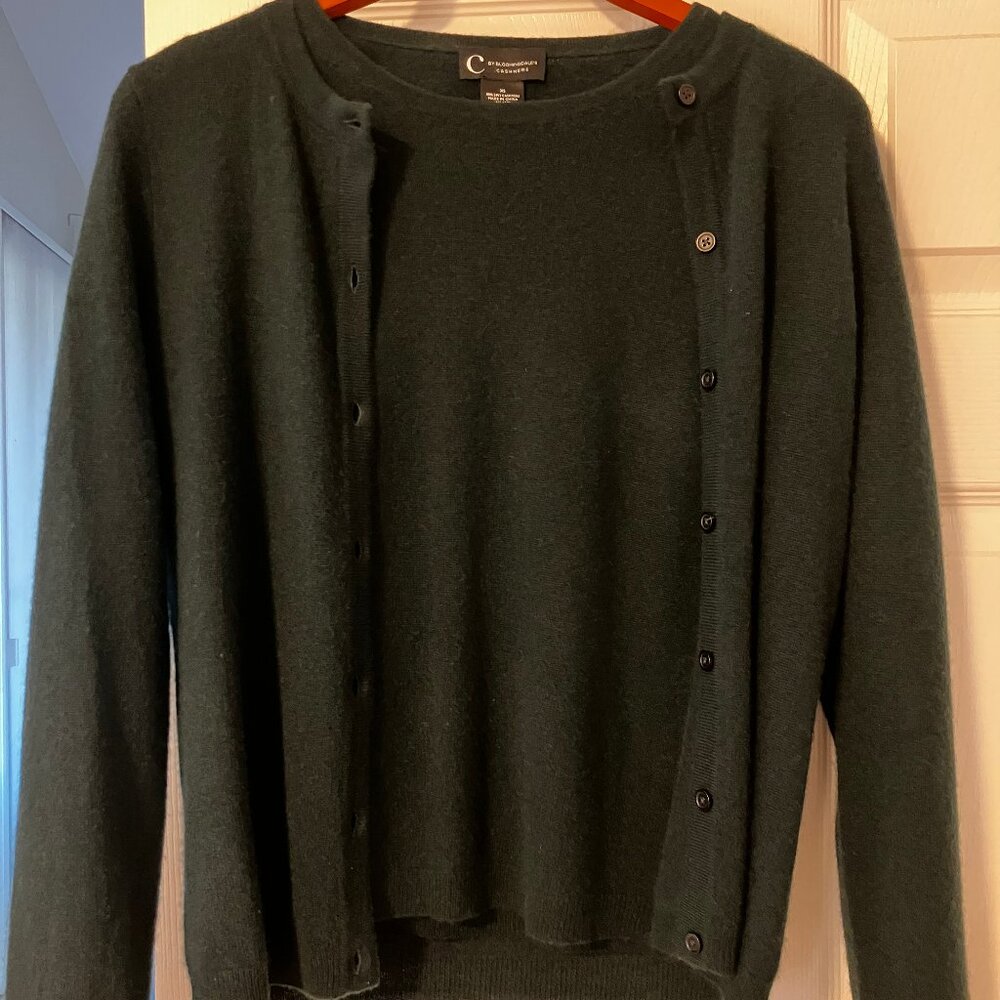 NEW BLOOMINGDALES CASHMERE TWIN SET, DARK GREEN SIZE xs